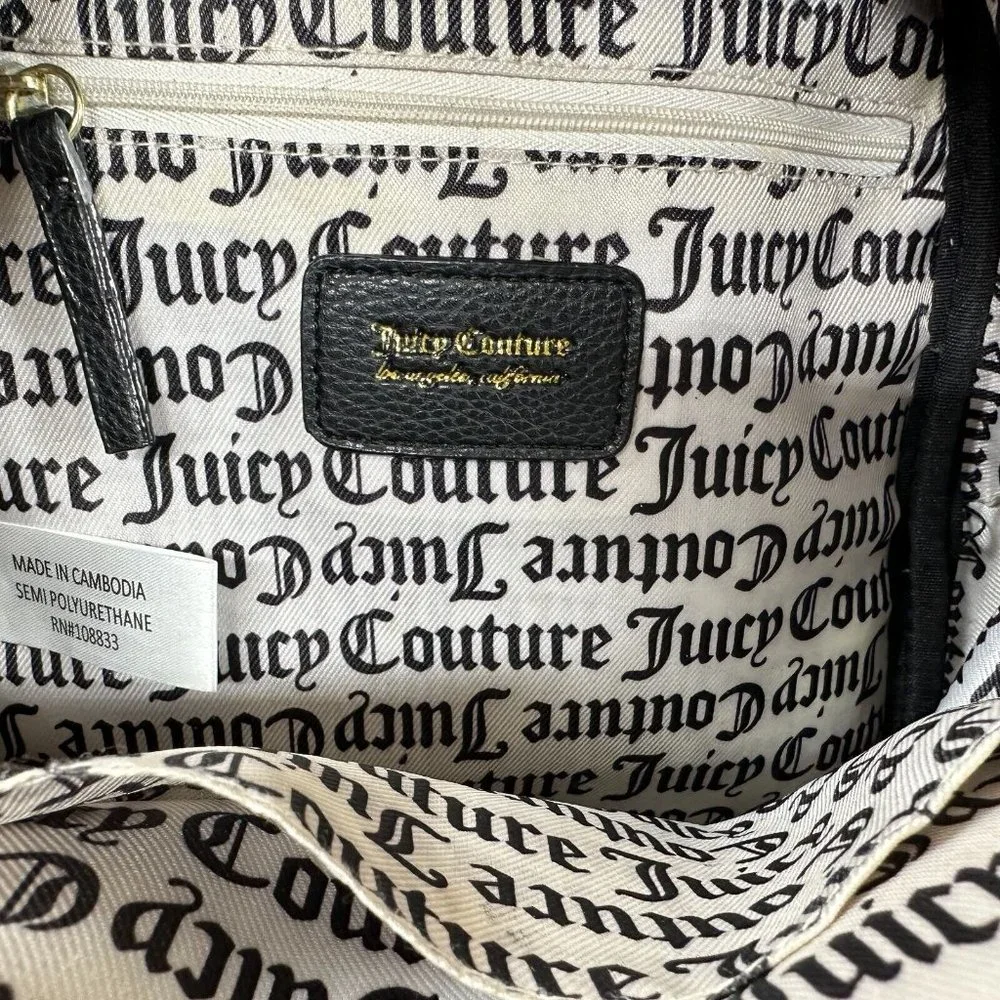 Black Faux Leather Designer Mini Backpack Juicy Couture‎